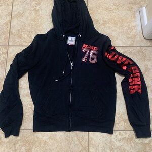 PINK Victoria's Secret Black and Red Hoodie